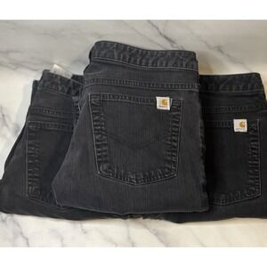 Lot Of 3- Carhartt Womens Original Fit Black Boot Cut Stretch Jeans 8x33